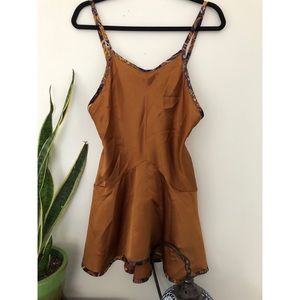 Vintage silky fitted slip with paisley trim